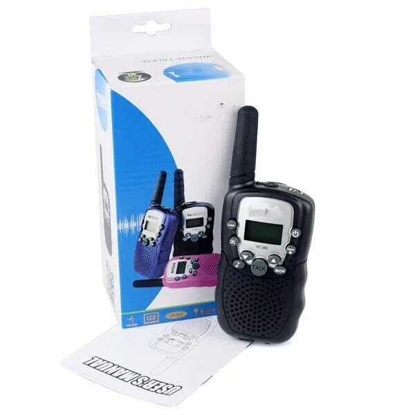 1 pasang Walkie Talkie anak portabel, Transceiver Radio dua arah gadget elektronik dioperasikan dengan baterai mainan edukasi