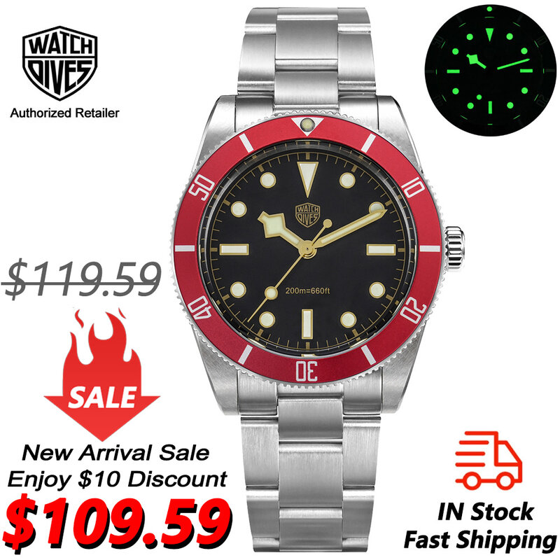 Watchdives WD7922 Vintage Watch Men VH31 Quartz Movement Sapphire Crystal 200m Waterproof Wristwatch Luminous 37mm BB54 Watches