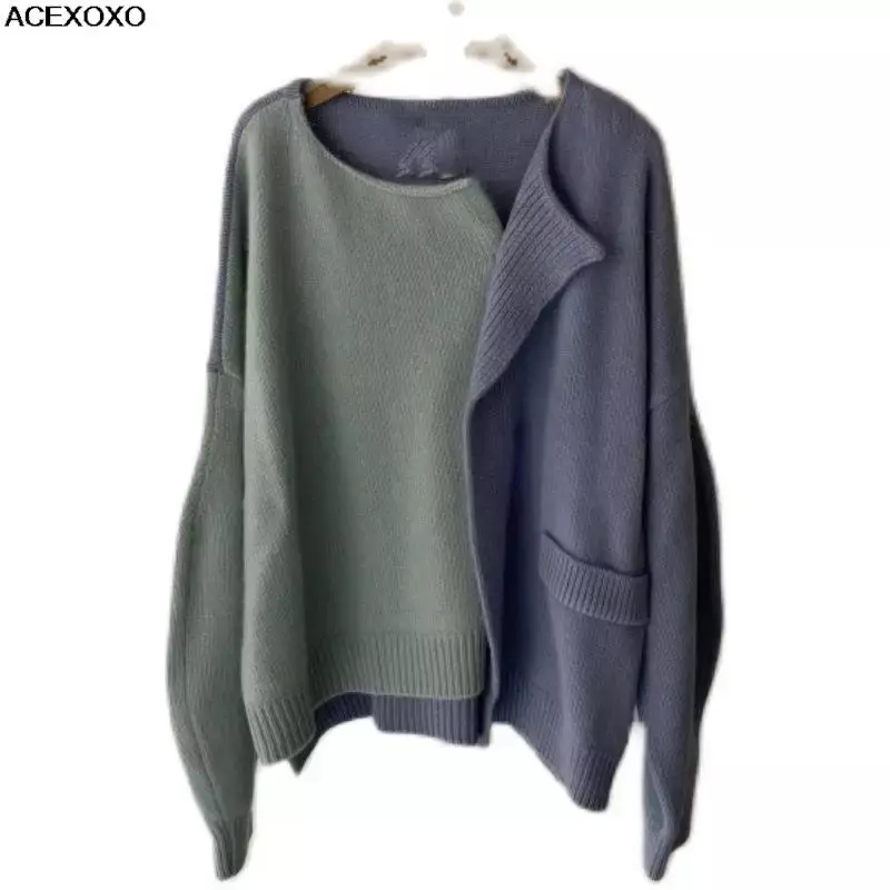2023 new winter loose large size to add single-breasted long-sleeved cardigan coat