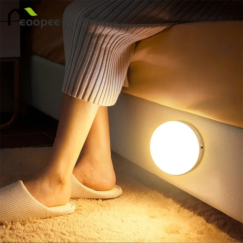 Lampka nocna LED na światło na czujnik ruchu USB do wielokrotnego ładowania w kuchni do sypialni podstawa magnetyczna światło ścienne schody oświetlenie lampka nocna