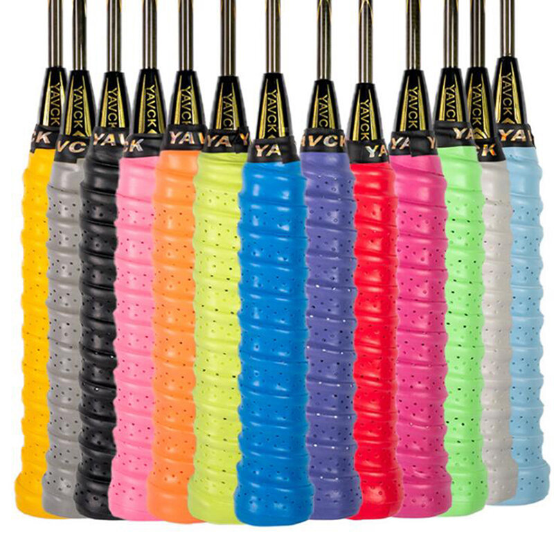 1x pita penyerap keringat lem tangan untuk raket tenis Badminton Overgrip bernapas antiselip sabuk pembungkus pegangan olahraga pita multiwarna