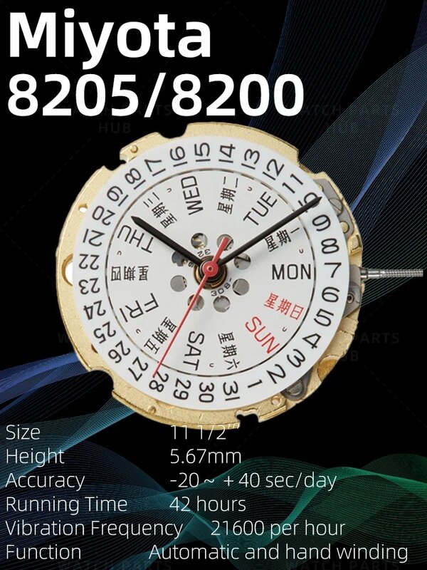 Jam tangan Miyota 8205 baru gerakan Citizen asli 8200 mouvence gerakan otomatis 3 Tangan tanggal di bagian jam 3:00