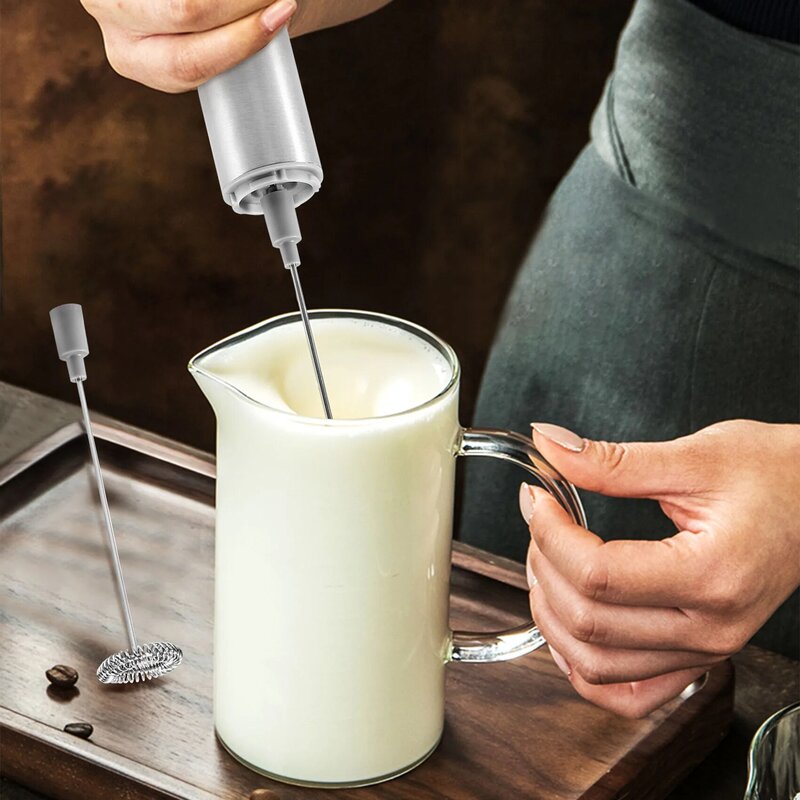 Mousseur à lait électrique à piles, déterminer trois couches de fouet, fabricant de mousse pour café, latte, chocolat chaud