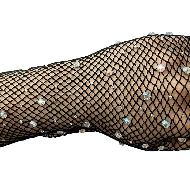 Перчатки женские эластичные длинные, пикантные блестящие перчатки с закрытыми пальцами, в стиле панк, сетчатая блестящая одежда для ночного клуба, выступления, 1 пара