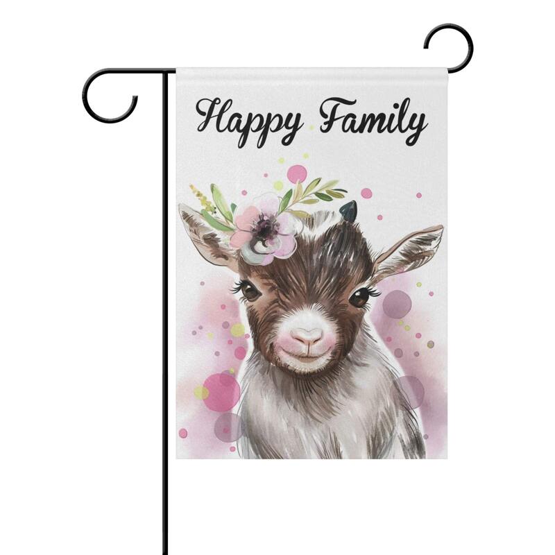 Urocza koza zwierzęca flaga do ogrodu dwustronna szczęśliwa rodzina flaga stoczni festiwal poliester dekoracyjny flaga zewnętrzna Patio domu wiejskiego