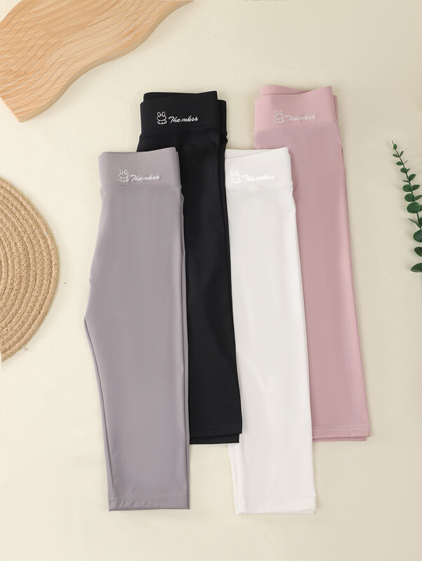 Casual Summer Ice Cotton Leggings for Girls, Capri Pants, Thin Ice Silk, Sports, Quick-Drying, , 4 Pieces