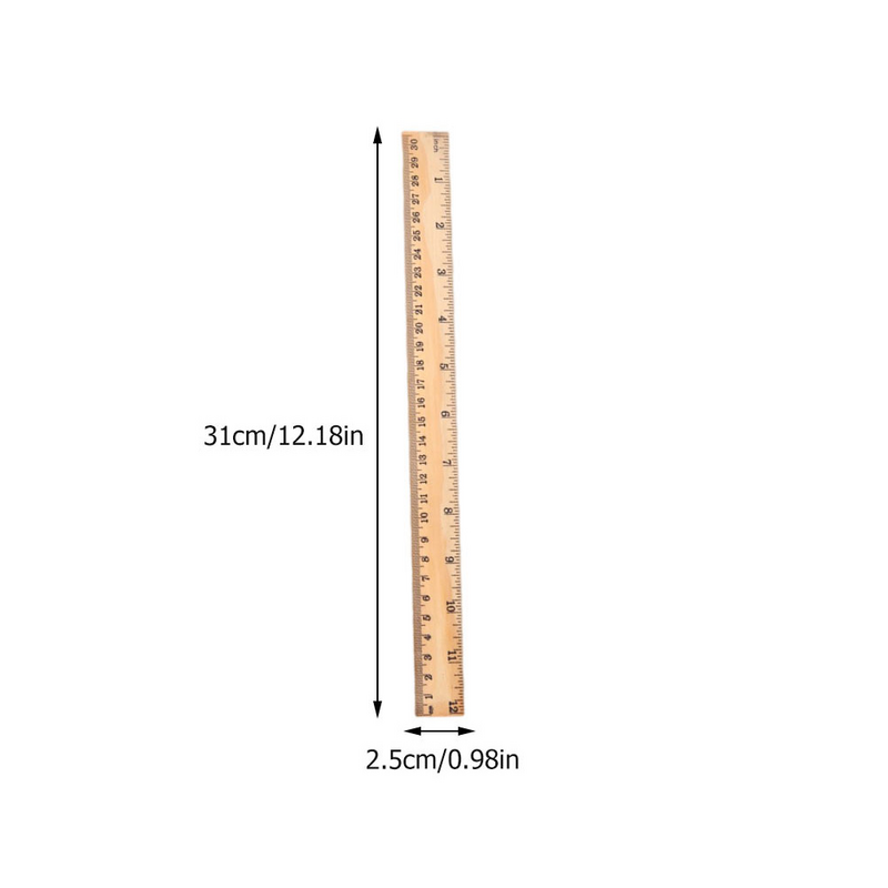 Regla métrica recta de madera, herramienta de medición de doble cara de precisión, oficina, escuela, papelería, regalos para estudiantes, 12 piezas, 30cm
