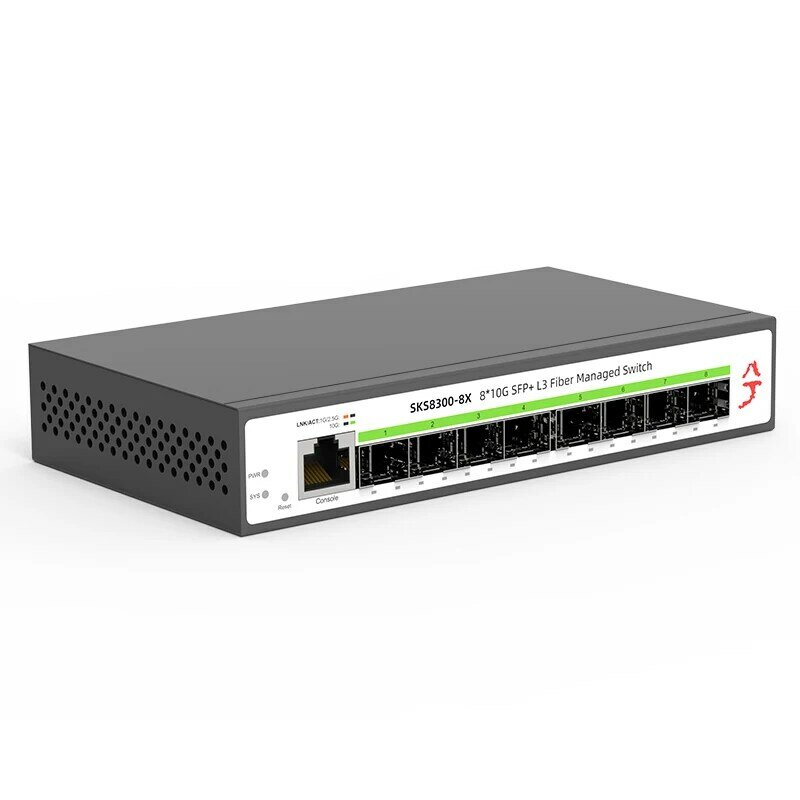 Conmutador de red gestionado L3, 8 puertos SFP + de 10 Gigabit, compatible con DHCP y enrutamiento dinámico, División VLAN y agregado de puertos
