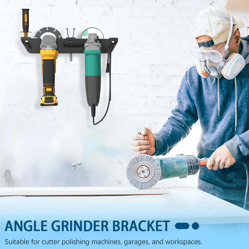 Angle Grinder Holder - 2 Bay Angle Grinder Rack/Stand Storage Rack with Cord Hanger, Wall Mount Bracket for Cutters Polishers