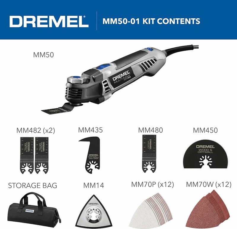 Dremel MM50-01-Kit de herramientas oscilantes Multimax, accesorio sin herramientas, cambio, 5 Amp, 30 accesorios, cabeza compacta