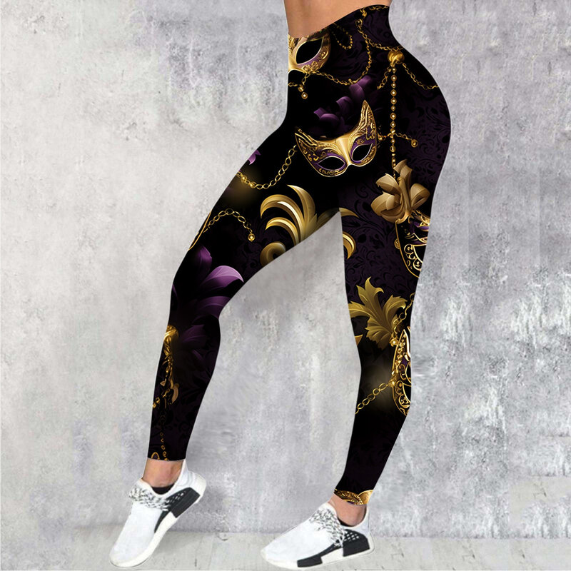 Womens Carnival Colorful Printing Feather Casual Tight Butt Lifting Leggings Pants Workout Leggings for Women Butt
