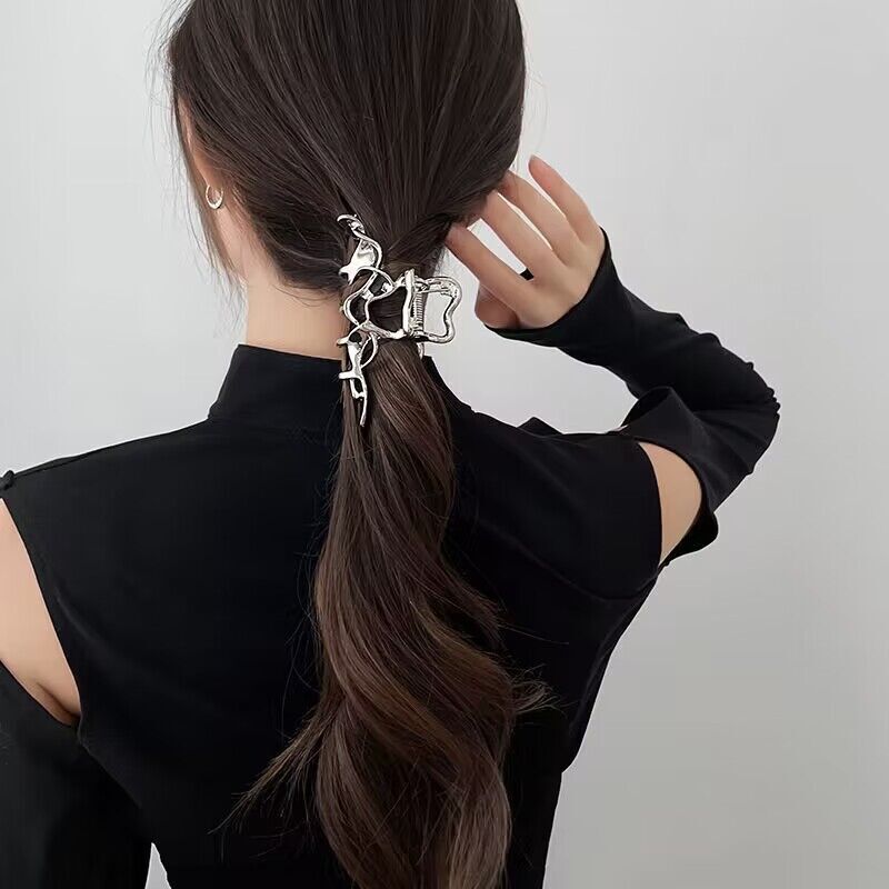 Pinzas geométricas para el cabello para mujer, pasadores grandes de Color plateado, accesorios para el cabello, tocado