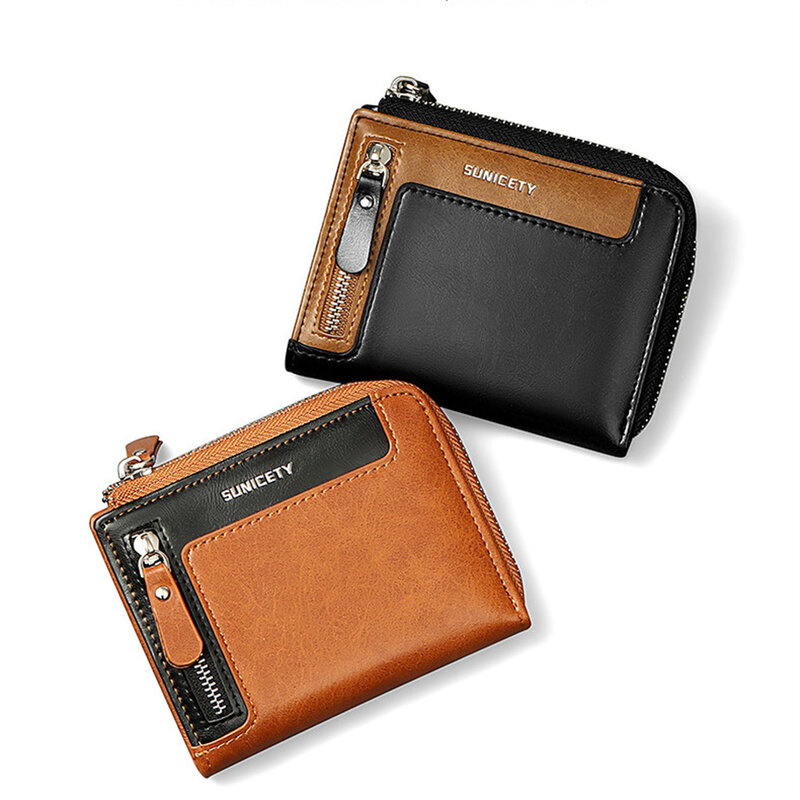男性用財布 クレジットカードホルダー、クレジットカードホルダー コインポケット Rfidブロック ソフトレザー