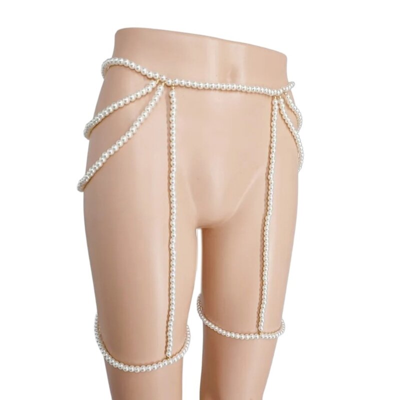 Cintura in streetwear Elegante catena perle per coscia per festival musica dance