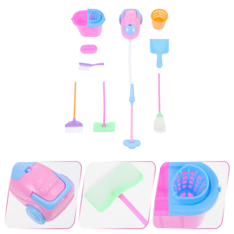 Mini ferramentas de limpeza de casa para crianças, fingir brincar, aspirador infantil, ferramenta de limpeza, vassoura de limpeza, escova de lavar a casa