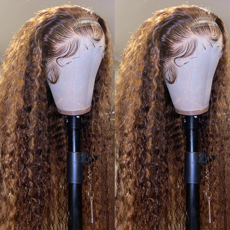 Wiggogo-Peluca de cabello humano rizado con encaje Frontal, postizo de onda profunda, 13x6, Hd, sin pegamento, 13x4
