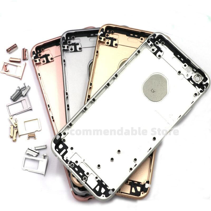 For iPhone 6S Back Housing Battery Rear Door Cover Middle Frame Chassis Carcasses Body New With Logo+with Side Buttons+SIM Tray