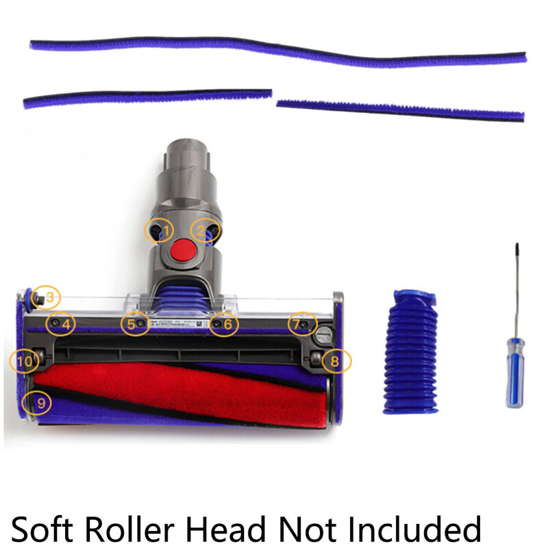 for Dyson V6 V7 V8 V10 V11 Vacuum Cleaner Soft Roller Head, Replacement Hose Soft Plush Strips Screwdriver