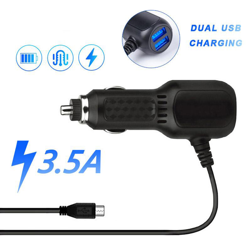 Cable de carga DVR para cámara de salpicadero de coche, Mini Cable USB, Micro USB, 11,5 pies, 12-24V