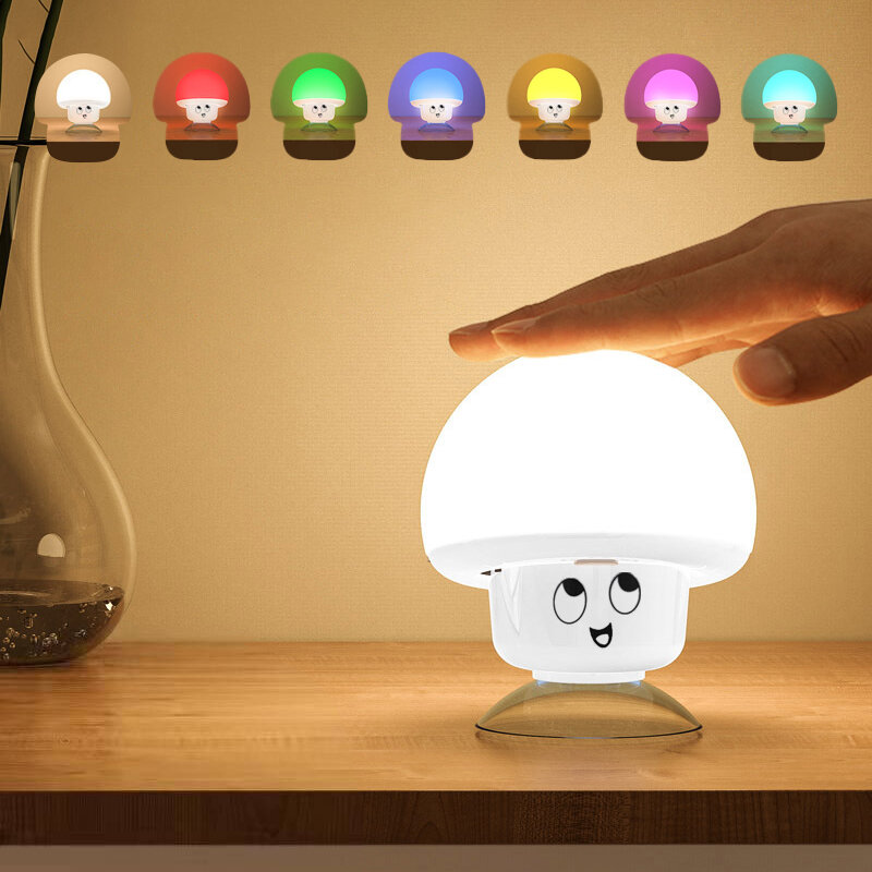 Mushroom Night Lights,6Colors Change Lamp with Touch Sensor, USB Rechargeable Light,Portable LED Lighting for Bedroom,Gift,Decor