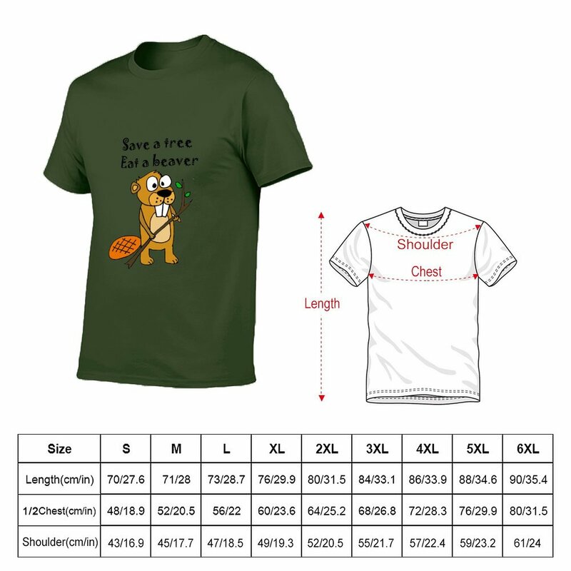 New Funny Save a Tree, Eat a Beaver Cartoon T-Shirt summer top animal print shirt for boys mens graphic t-shirts anime