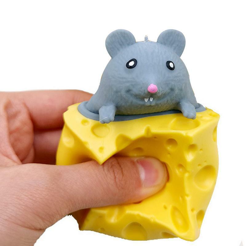 Jouet de pincement de souris de tasse de fromage pour des enfants, jouet mentaires oriel créatif souligné pour des adultes et des tout-petits