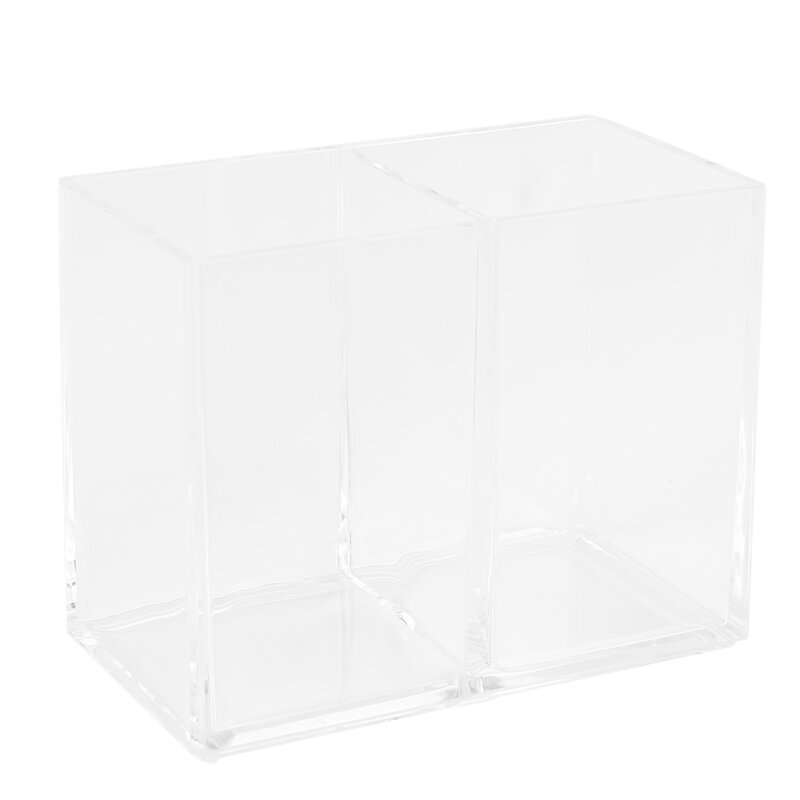 Clear Acrylic Makeup Brush Holder Pen Pencil Cup Holder Cosmetic Storage Case Desktop Stationery Organizer Compartments for Home
