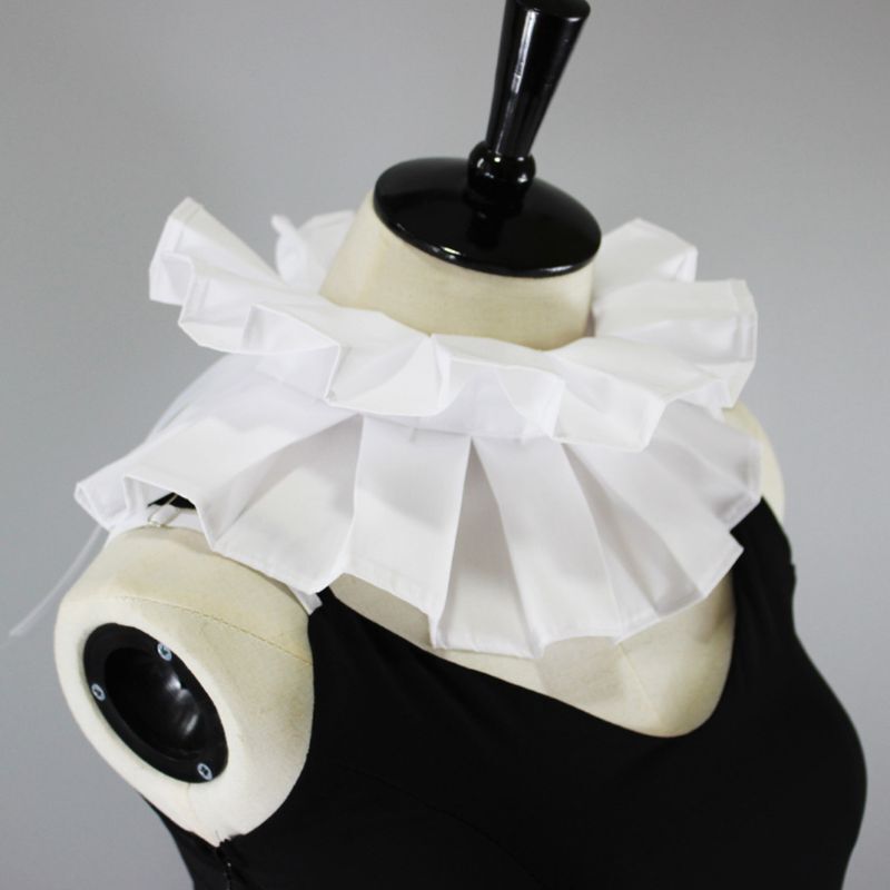 Bufanda Vintage renacentista algodón con volantes y cuello falso victoriano para mujer, accesorios para disfraz Halloween
