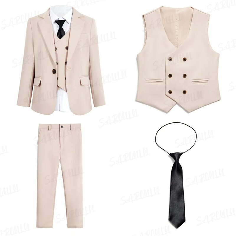 Fashion Four Pieces Suit for Aristocratic Boys Luxurious Slim Fitting Clothing Formal School Costume HH019