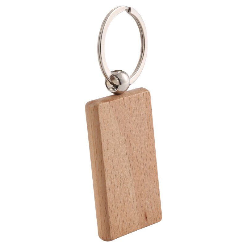 100 portachiavi in legno vuoto con incisione rettangolare ID chiave può essere inciso fai da te