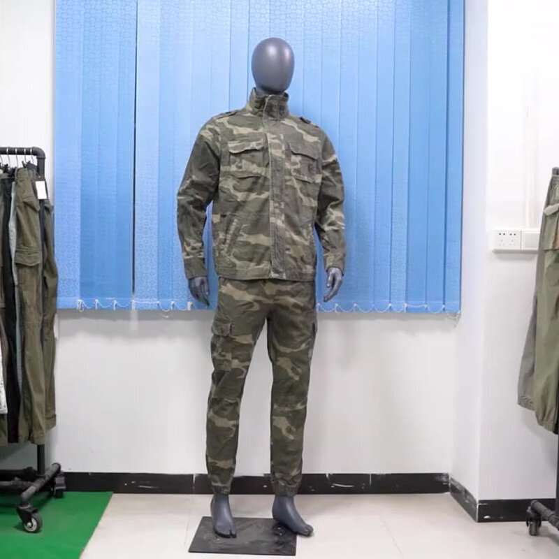 Giacca autunnale da uomo retrò giacca primaverile Casual con colletto alla coreana in stile militare mimetico tattico