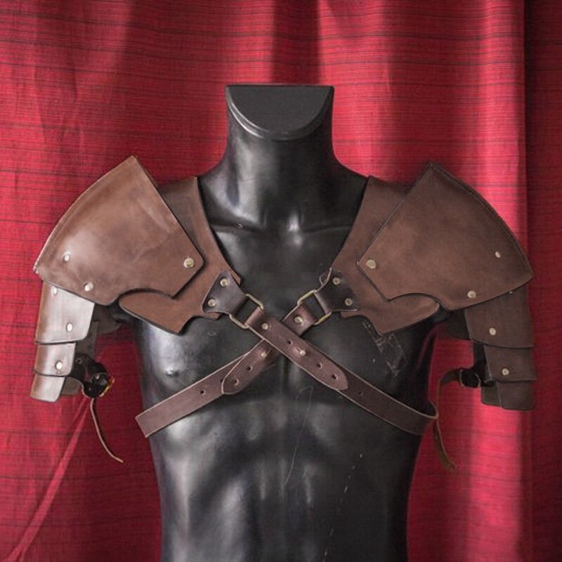 Medieval guerreiro ombro armadura engrenagem protetora Idade Viking PU couro armadura ombreiras cosplay adereços