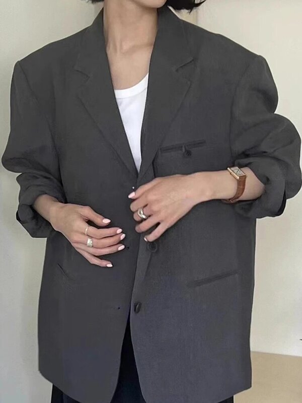 Женский льняной свободный пиджак LANMREM, повседневный однобортный солнцезащитный пиджак, модные белые пальто, Новинка лета 2024, 26D9172