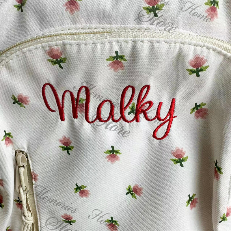 Girls Floral Backpack Personalized Name High School Student Schoolbag Women's Outdoor Small Backpack Custom Birtdhay Gift Bag