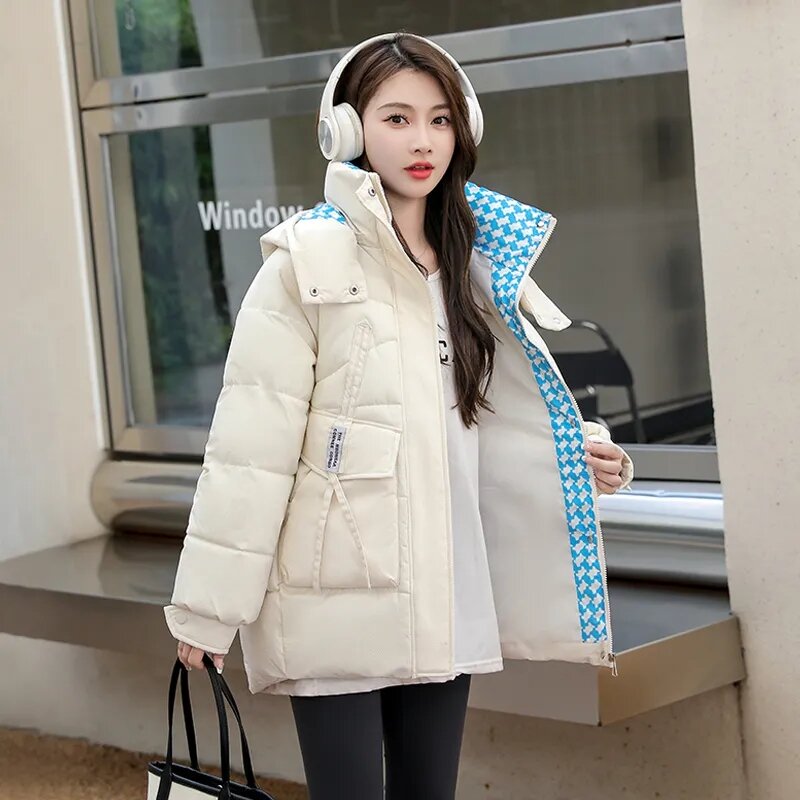 Пуховик женский средней длины с рукавом реглан, теплая куртка-пуховик, парка с капюшоном, верхняя одежда, пальто большого размера, зима 2023