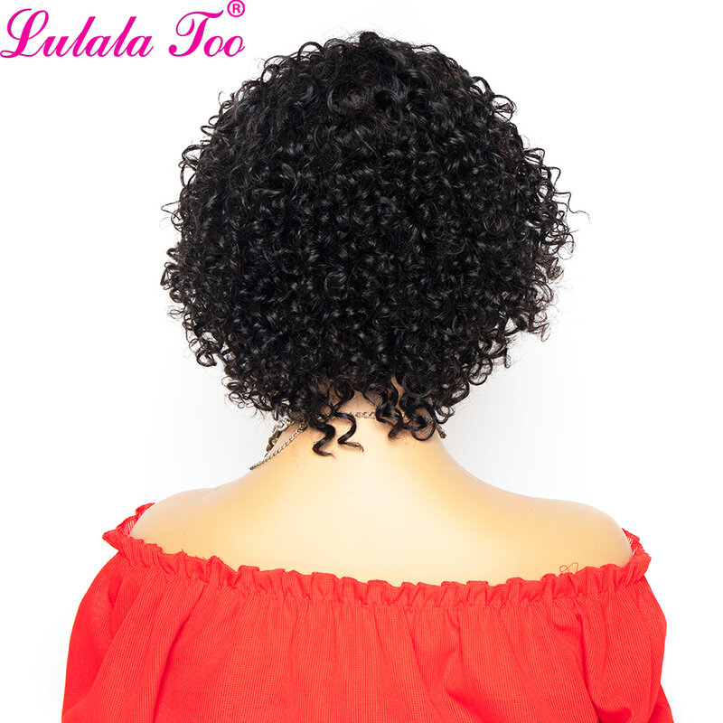 Yepei-Peluca de cabello humano rizado para mujer, postizo corto sin pegamento, corte Bob, brasileño, Remy, 150% de densidad, Color Natural