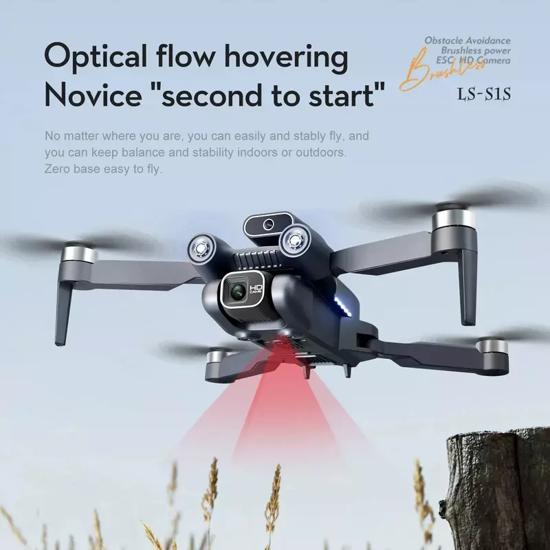 Profissional Brushless Motor Drone, Evitar Obstáculos, HD Dual Camera, Dobrável Quadcopter Brinquedos, S1S Mini Drone, 8K, Novo