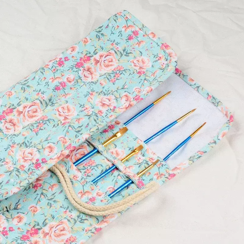 12/24/36/48 Holes Roll-up Pencil Bags Portable Students Pencil Case Korean Stationery Cosmetic Brushes Holder Kawaii Organizers