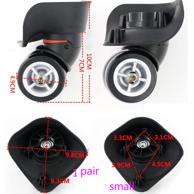GUGULUZA-ruedas giratorias de goma, piezas de repuesto para maleta, rotación de 360 grados, ST0042, 2 unids/lote por par