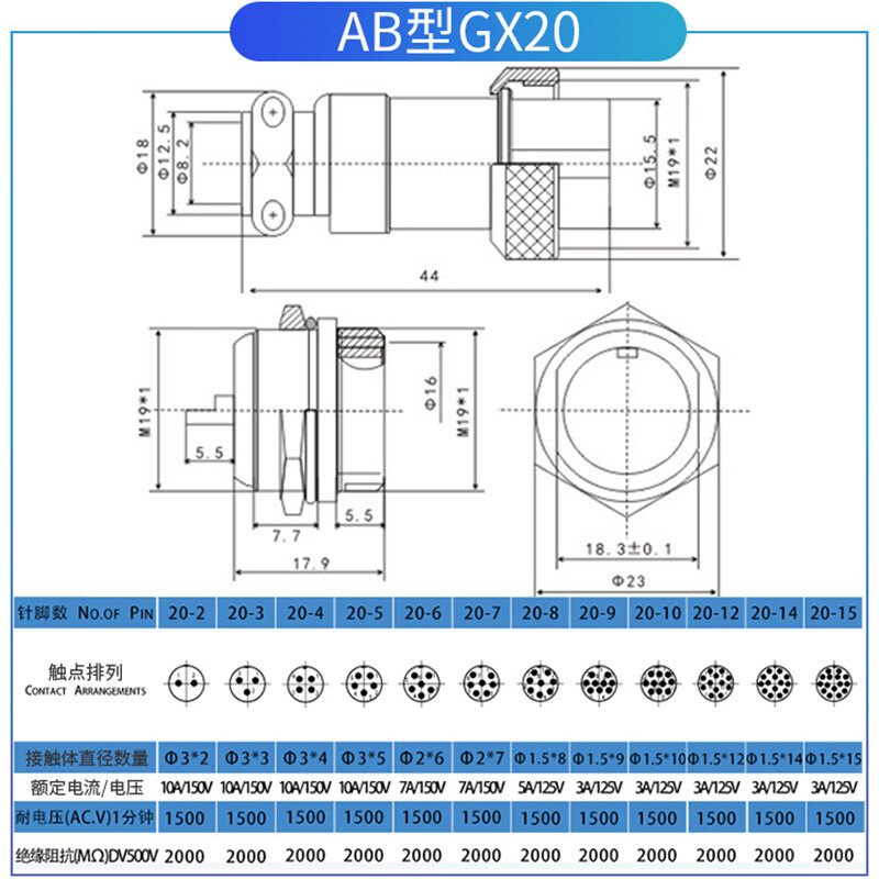 GX20 GX12 GX16การบิน Core Air ปลั๊ก Socket 2/3/4/5/6/7/8/9/10/12/14/15 Pins Butt สายเคเบิ้ล Power Connector วงกลมซ็อกเก็ต