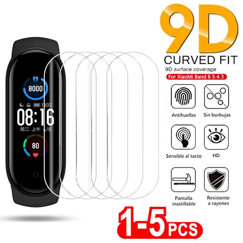 9D Curved Hydrogel Film For Xiaomi Mi Band 8 7 Pro Soft Film Screen Protector For mi band 3 4 5 6 7 Full Screen Film Accessories