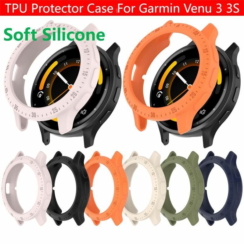 Penutup casing pelindung TPU untuk Garmin Venu 3 3S, jam tangan pintar Bumper silikon lembut Venu3 Venu3S Aksesori cangkang pelindung