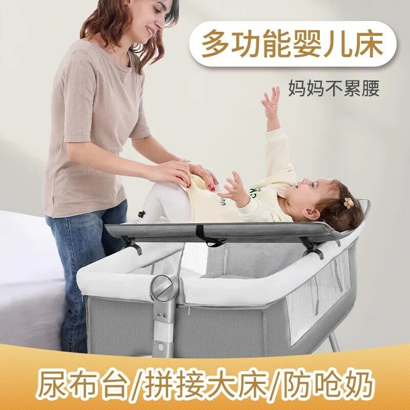 Multi-functional folding crib removable portable neonatal cradle European crib splicing queen bed