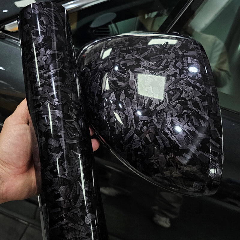 Autocollants de voiture de style bricolage pour emballage de décalcomanie de moto, carbone forgé, argent, noir, vinyle de carbone rond, camouflage fantôme, auto-adhésif