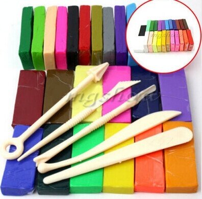 5 Tool + 32 Color Oven Bake Polymer Clay Blocks Modelling Moulding  Tool DIY 32 Colors color clay convenient art creation