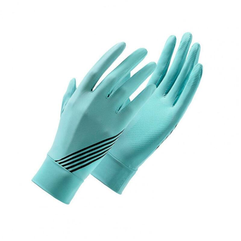 1 Pair Riding Gloves Non-slip Breathable Stretchy Anti-ultraviolet One Size Sunscreen Ice Silk Thin Gloves for Outdoor 5 Colors