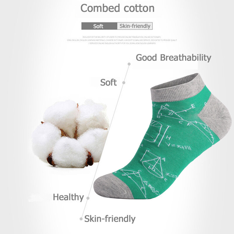 3Pairs Men's And Women's Latest Design Short Socks Short Summer Socks Quality Business Geometric Lattice Colorful  Cotton Socks