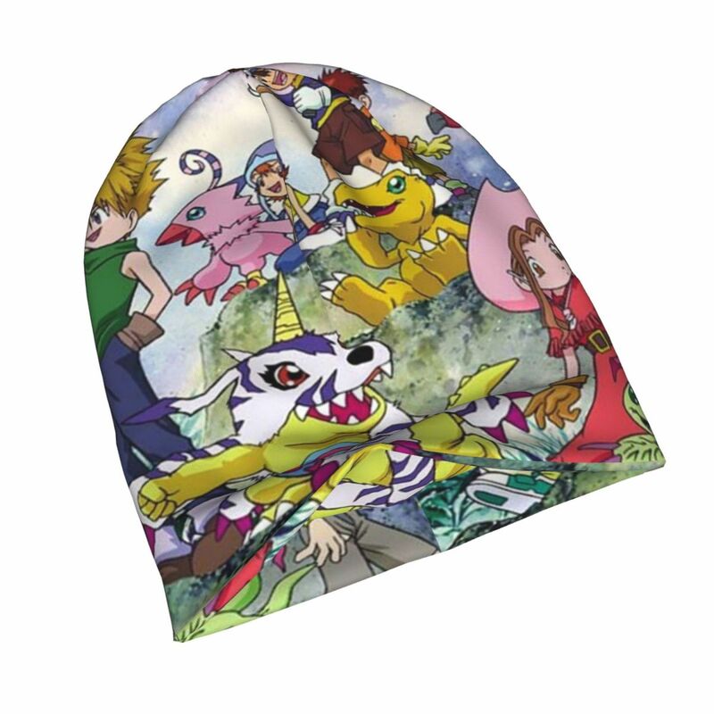 Boné bonito dos desenhos animados Digimon para homens e mulheres, skullies ao ar livre, gorros chapéus, malha, verão, tampas de uso duplo