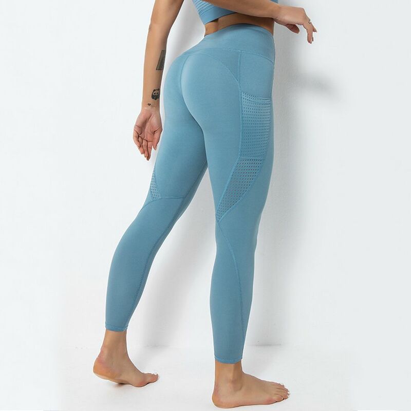 Women Yoga Pants Pocket Sports Running Fitness Trousers Female Cutout Splicing Butt Lift Tight High Elastic Breathable Leggings