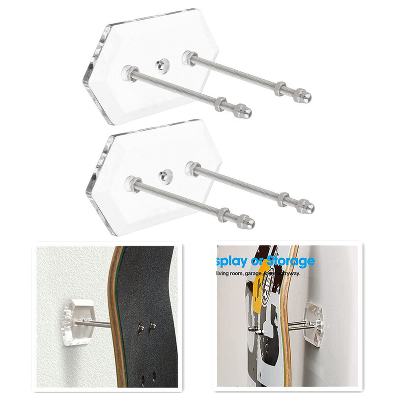 Acrílico Skate Display Rack, suporte de parede, montagem fixa, sem armazenamento de perfuração, instalação rápida, interior flutuante suporte, 1pc